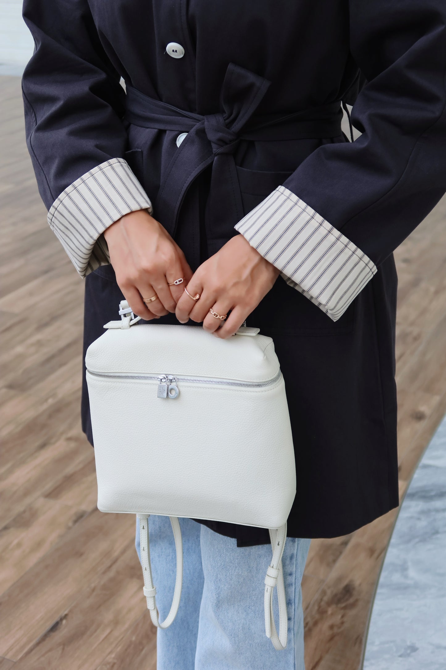 Beige x Navy Trench Coat