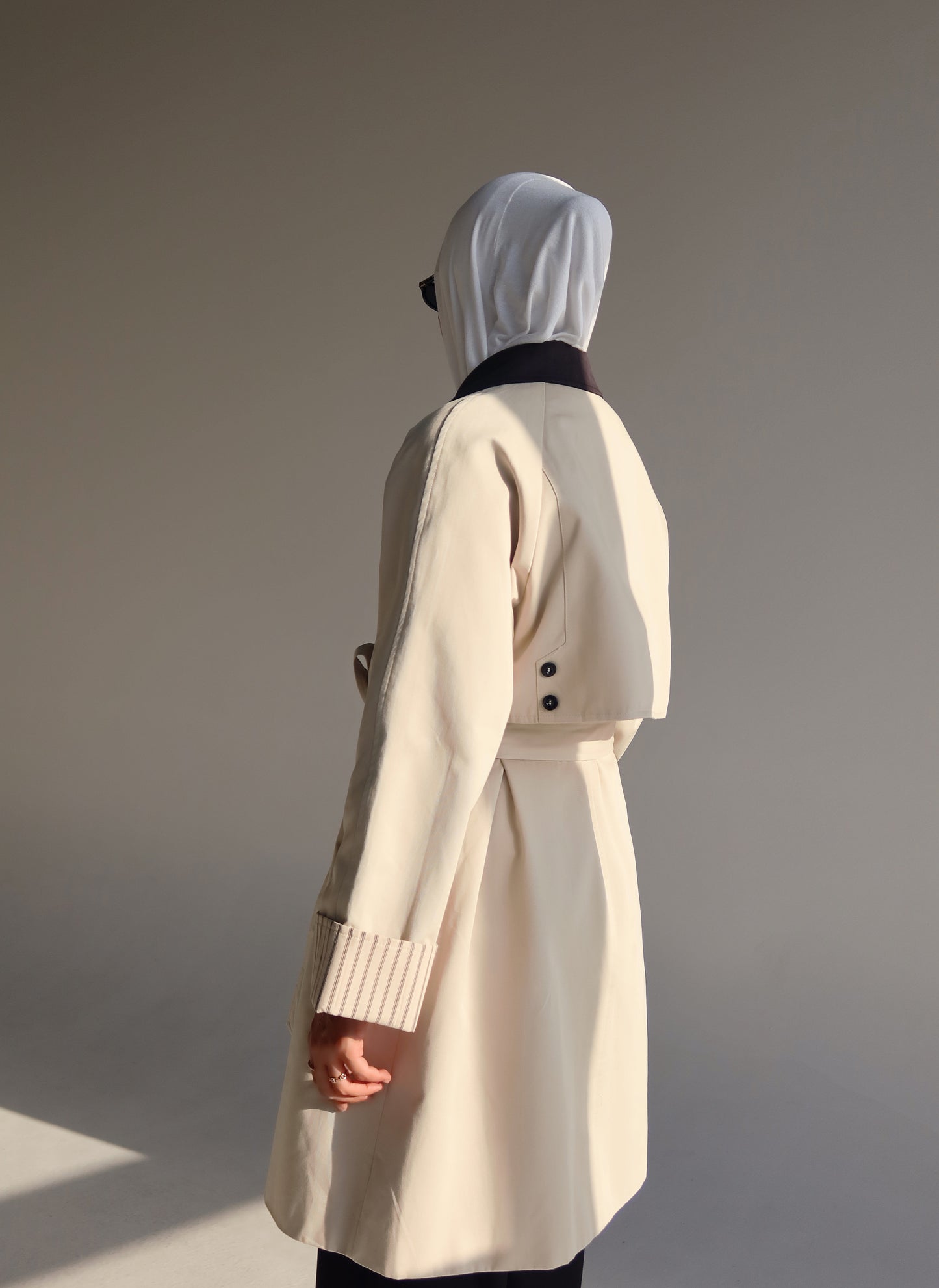 Beige x Black Trench coat