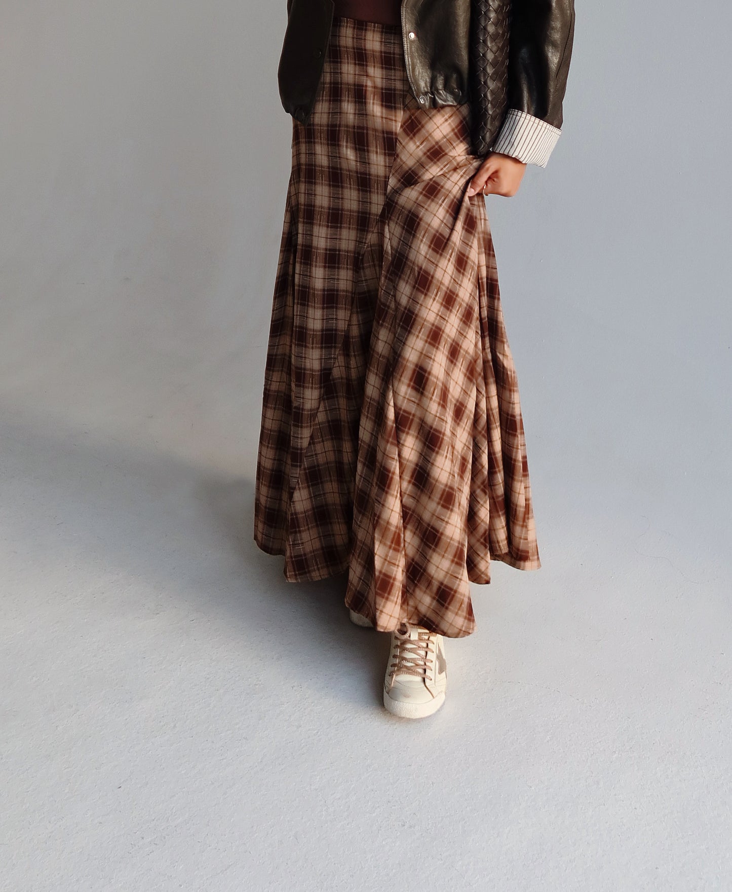 Plaid skirt ( brown )
