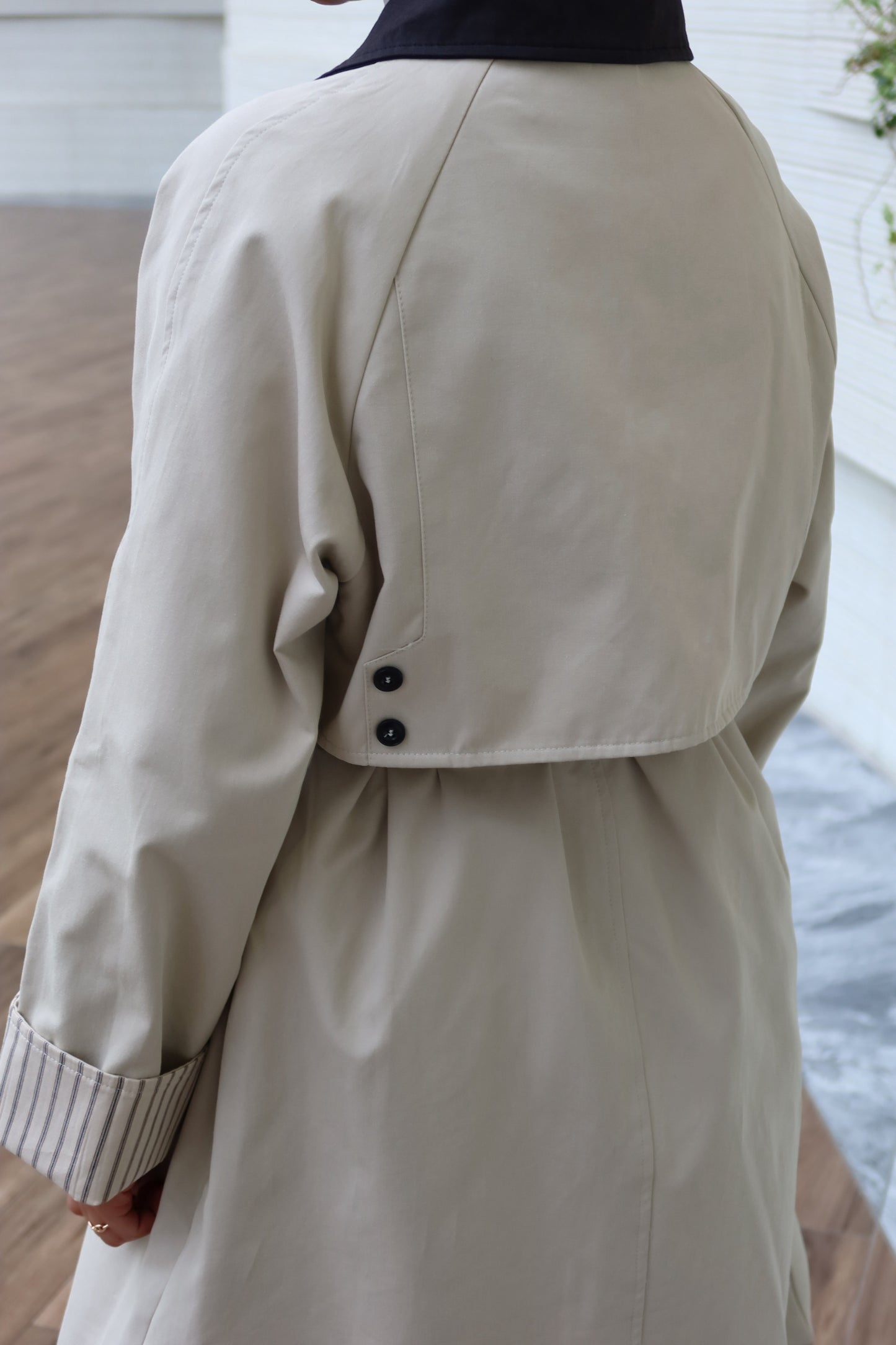 Beige x Black Trench coat