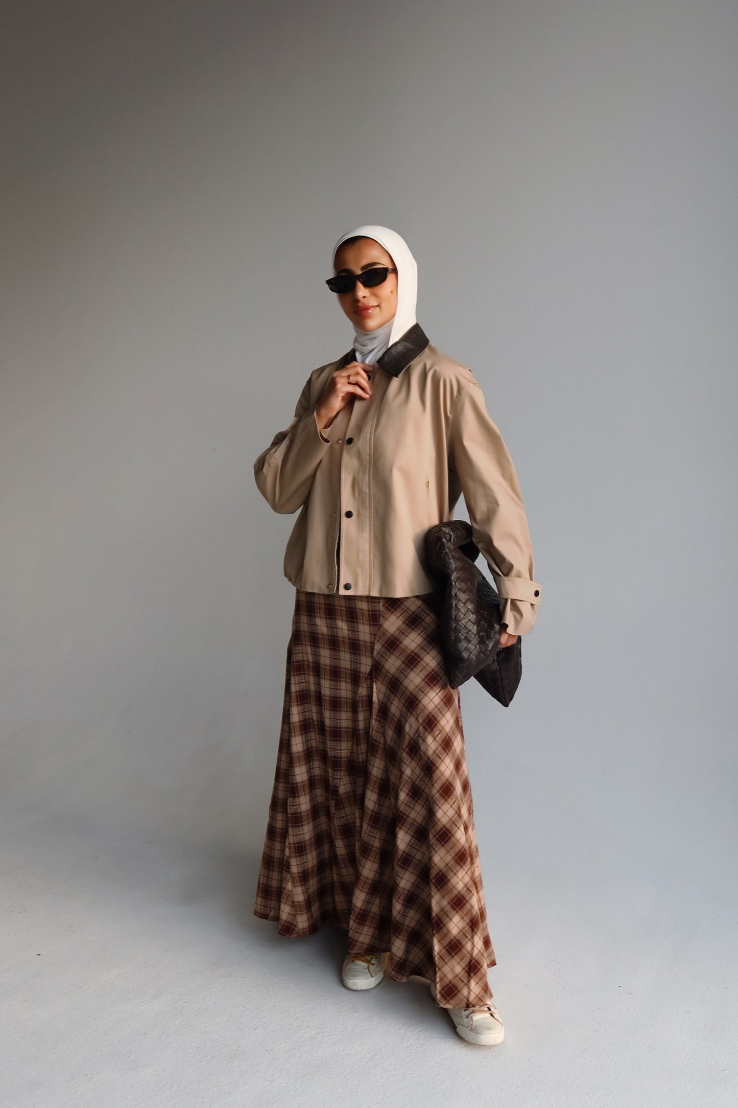 Plaid skirt ( brown )