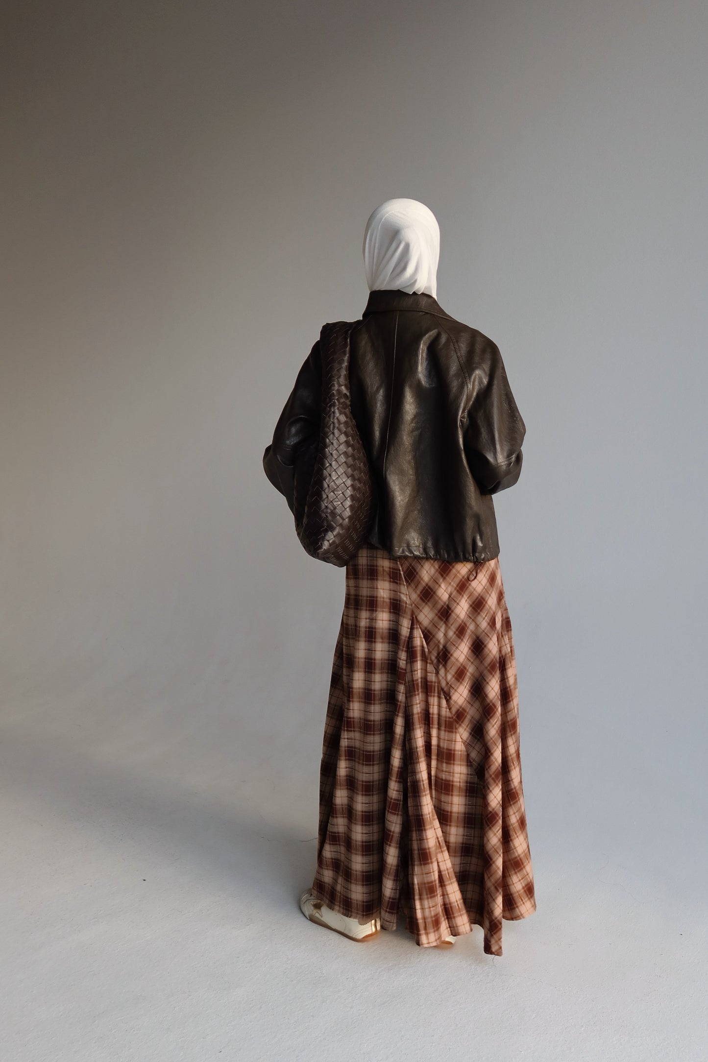 Plaid skirt ( brown )