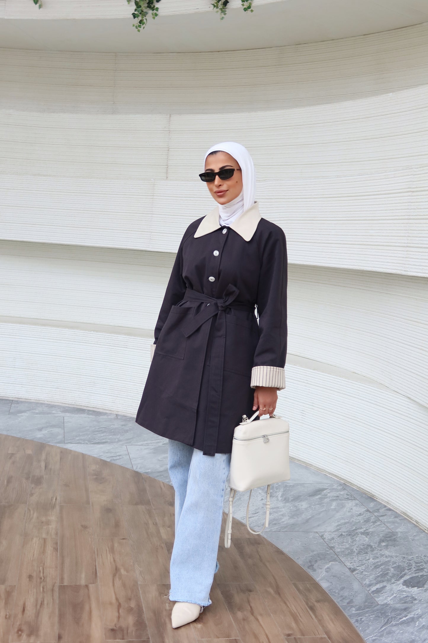 Beige x Navy Trench Coat