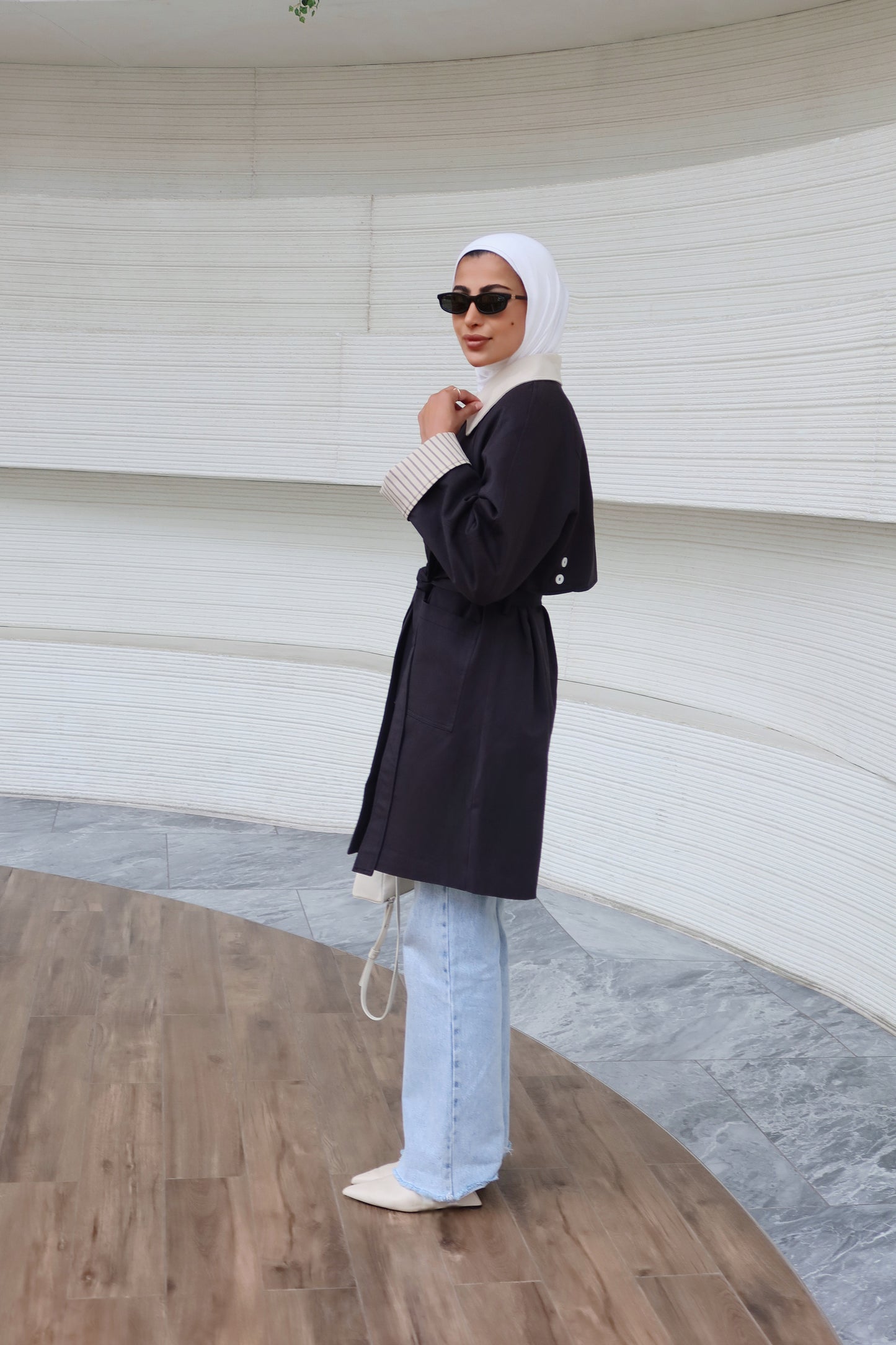 Beige x Navy Trench Coat