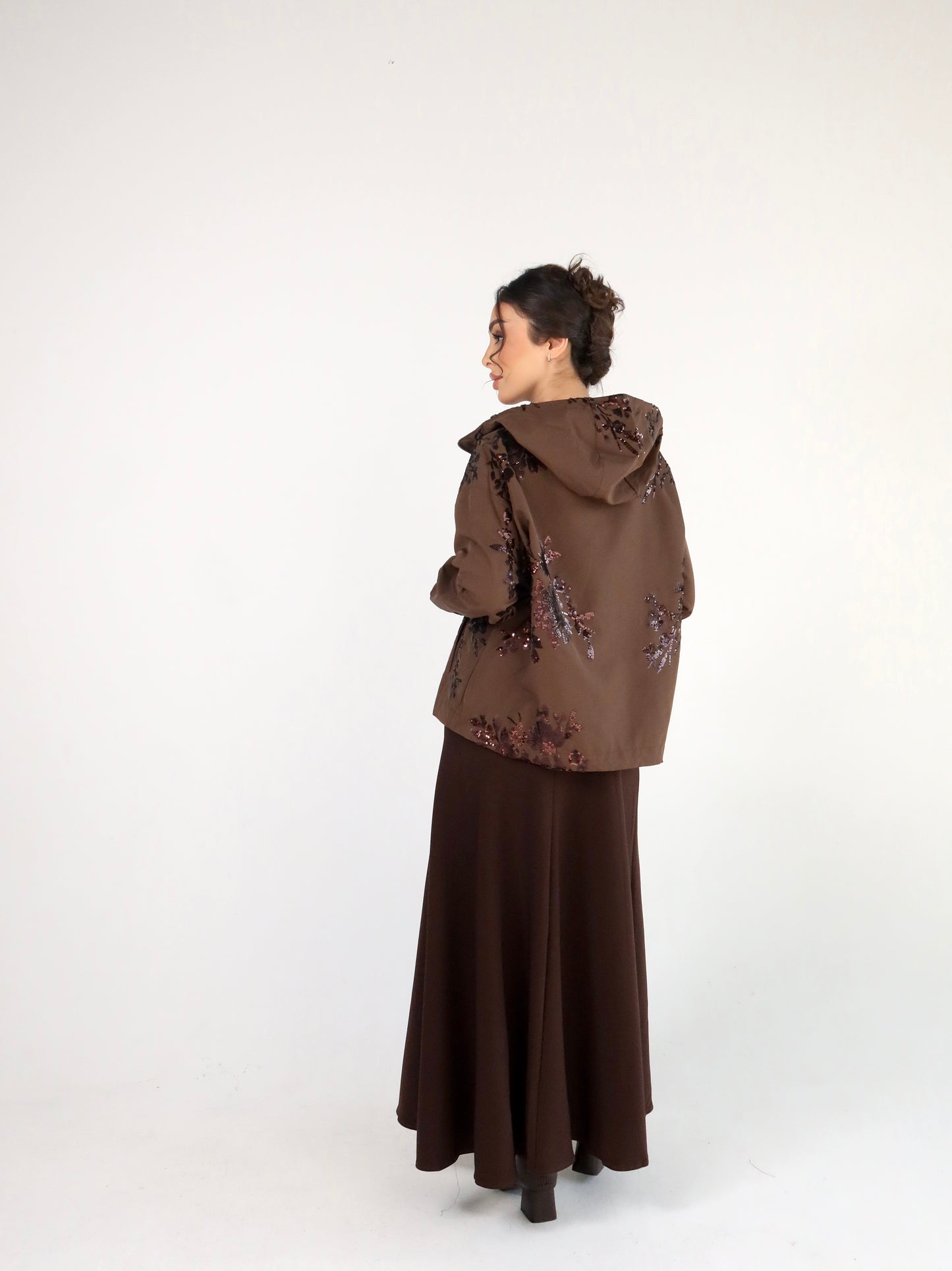 Brown embellished windbreaker