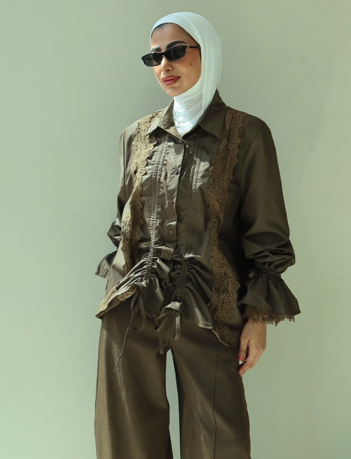 Lace shirt ( olive )