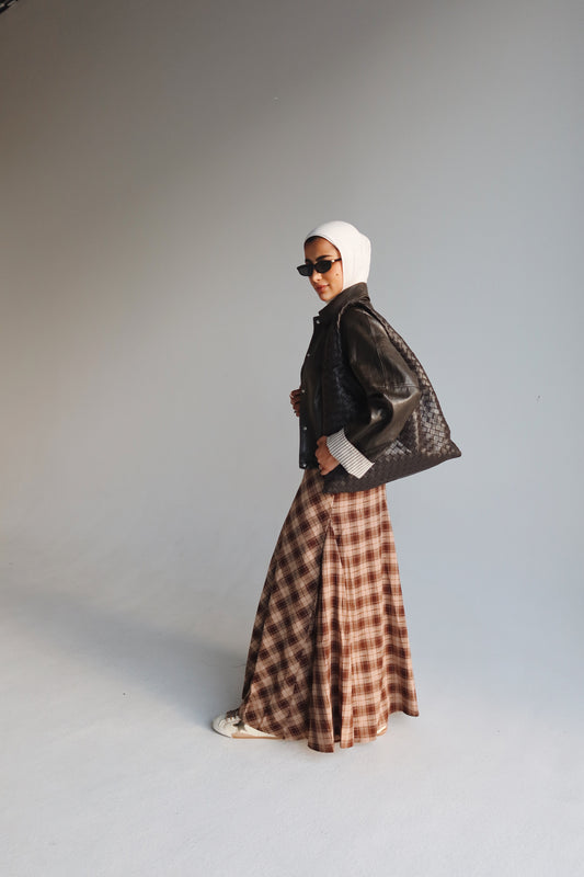 Plaid skirt ( brown )