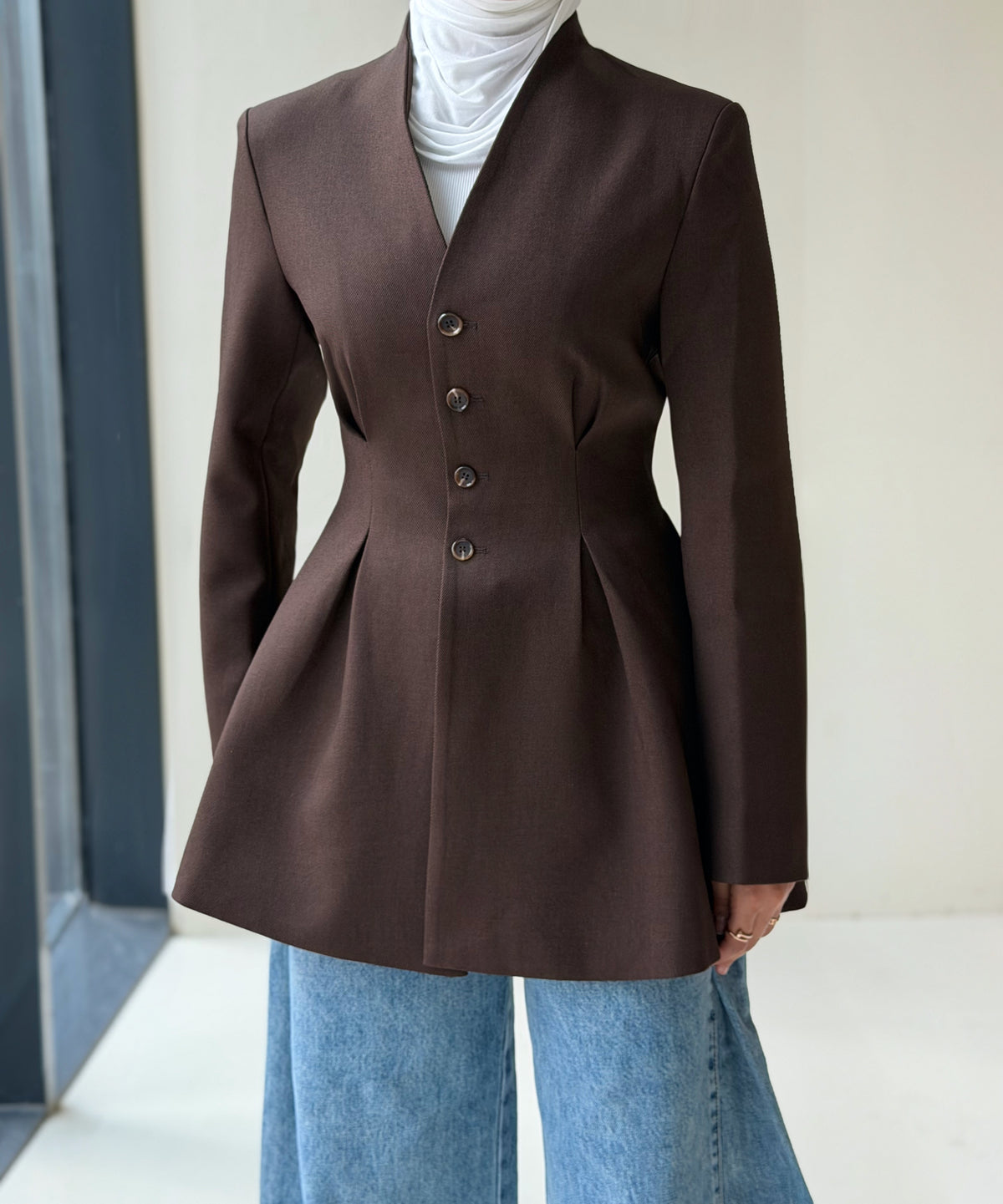 Tie-Waist Blazer (Brown )