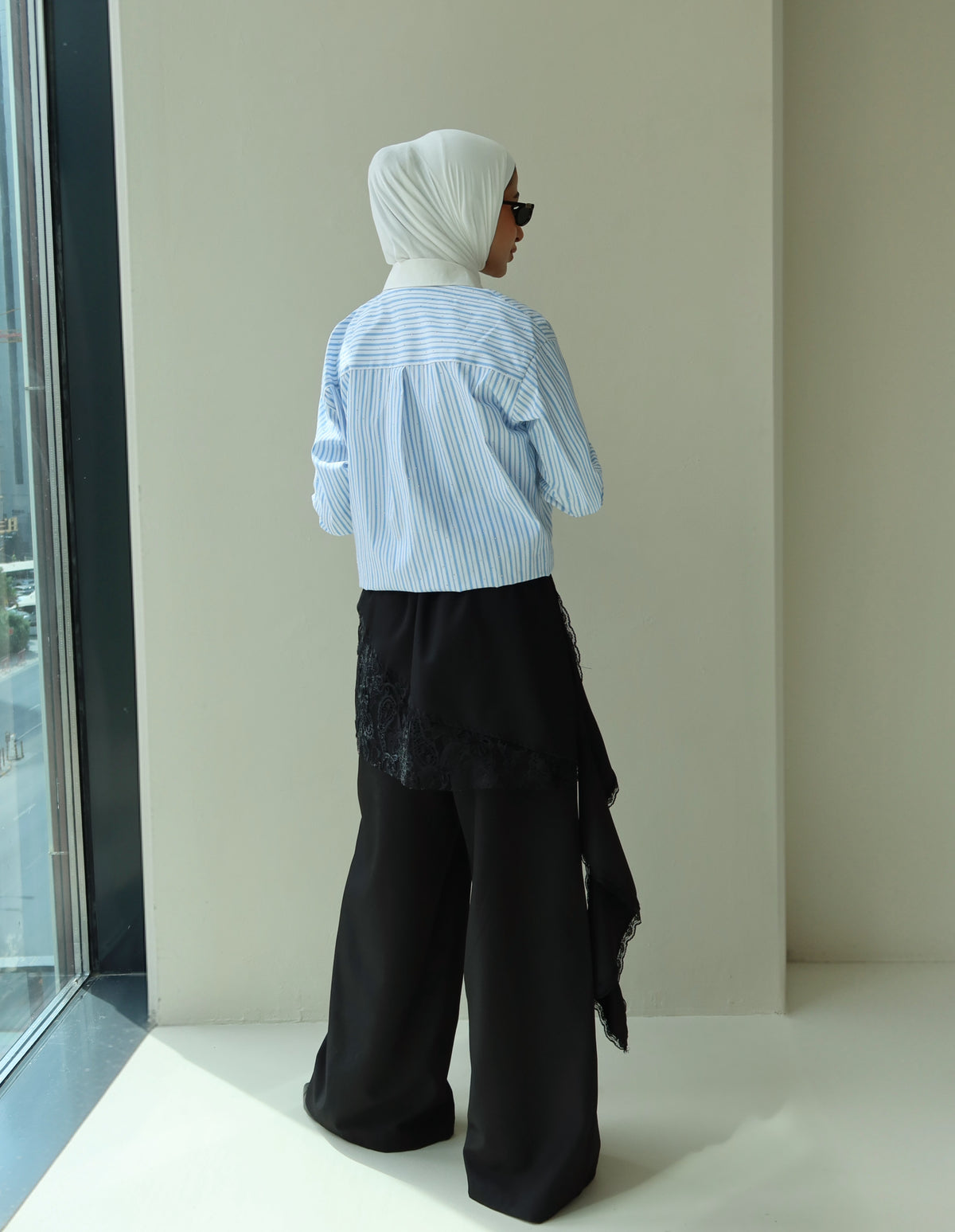 Draped lace trouser