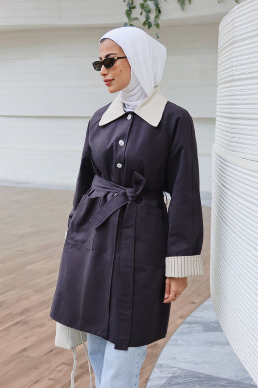 Beige x Navy Trench Coat
