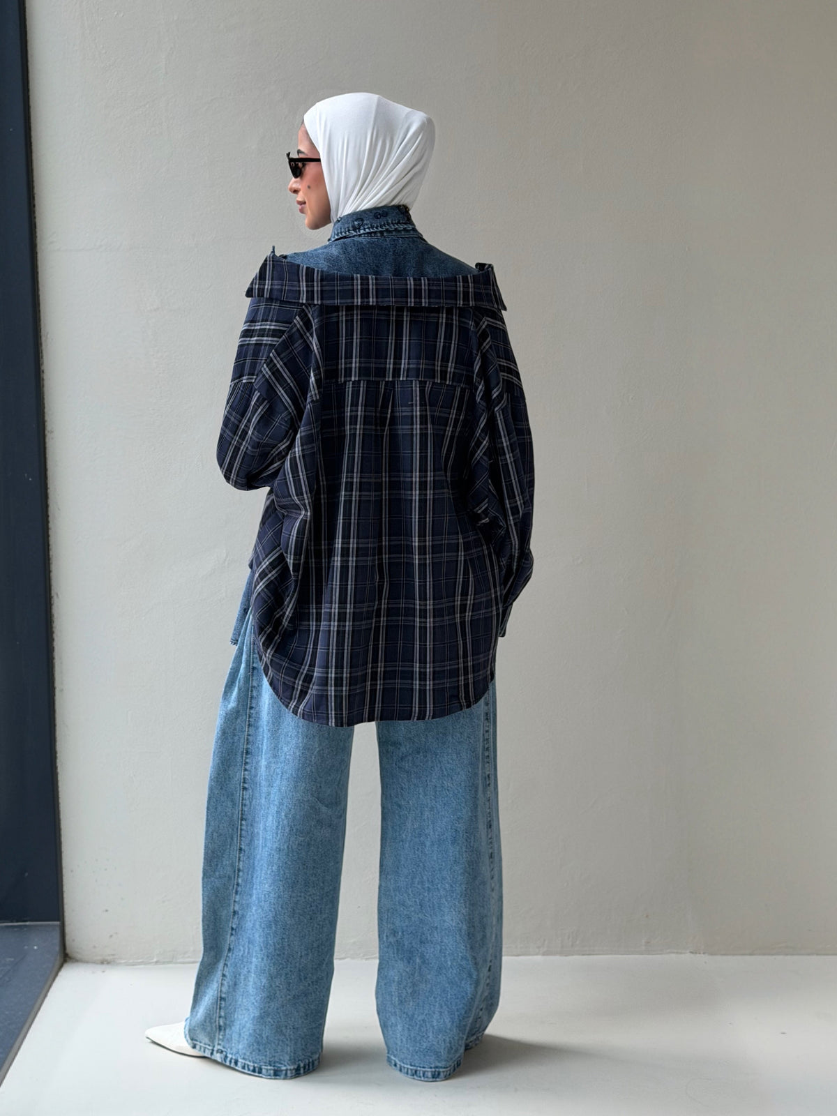 Plaid drop shoulder shirt