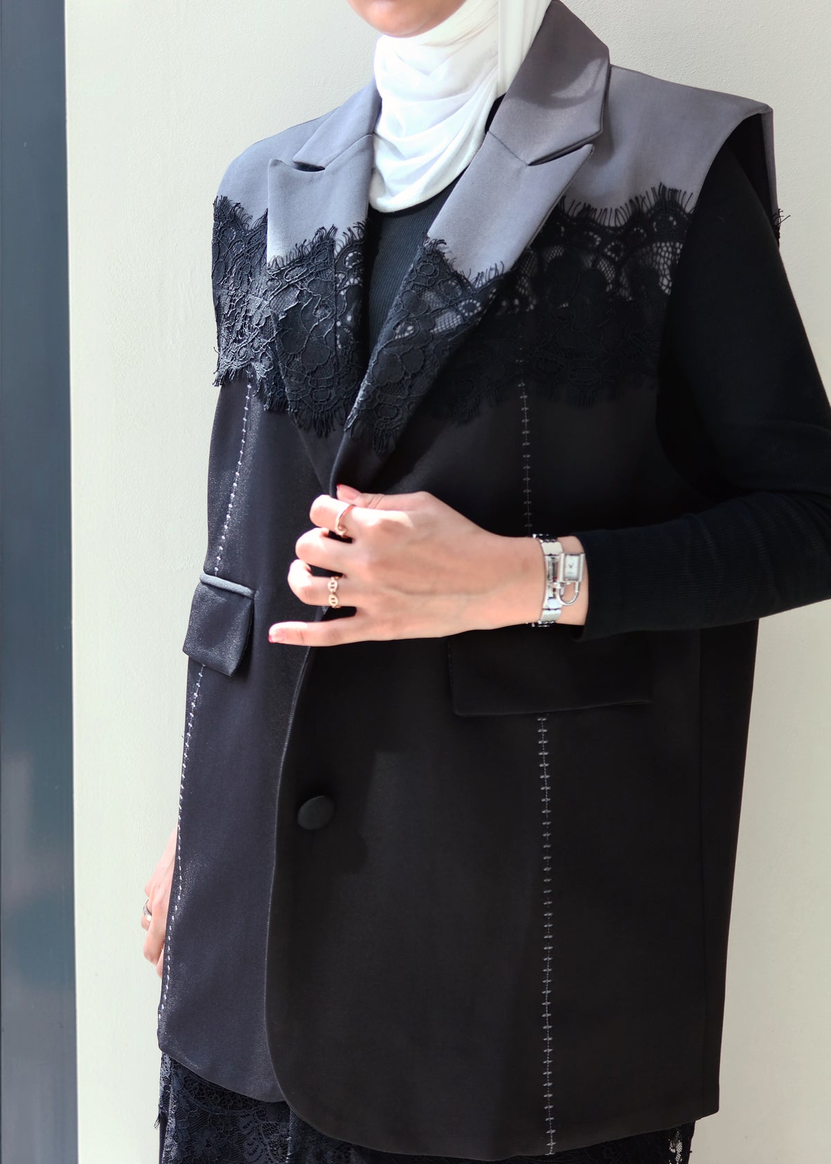 Two-Tone lace vest