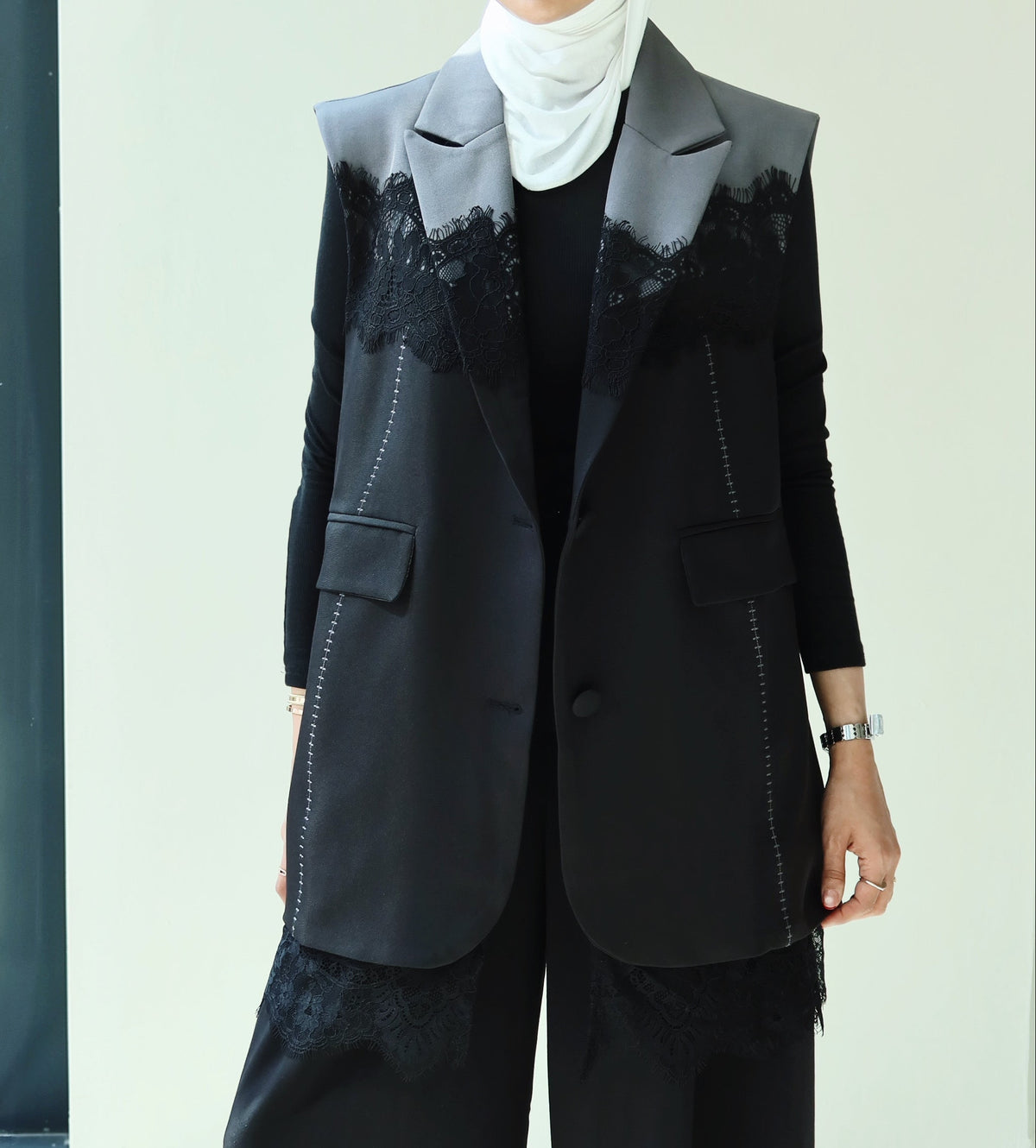 Two-Tone lace vest