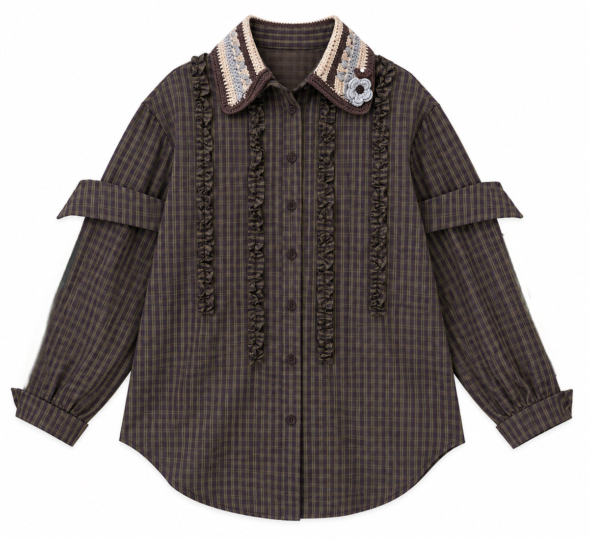 Crochet collar shirt