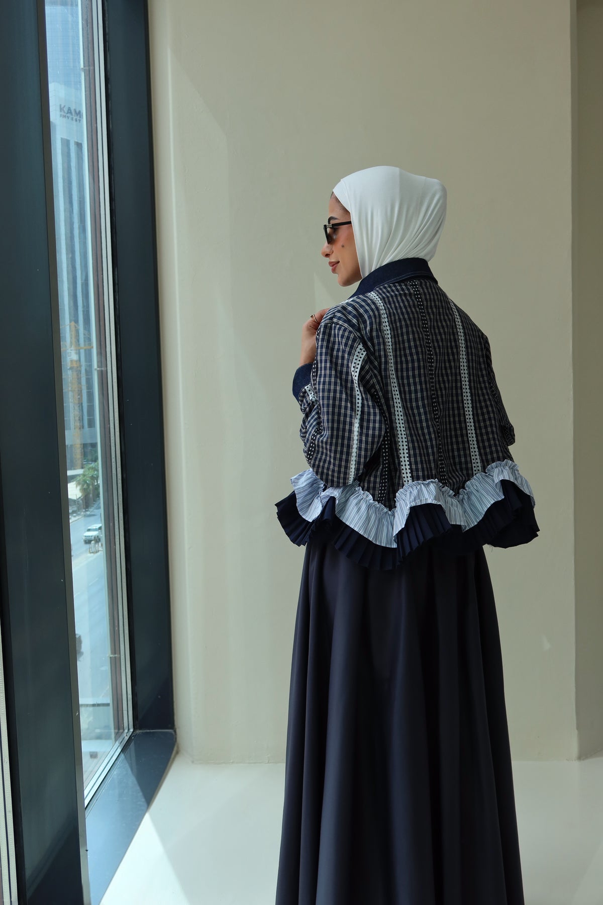 Plaid ruffle shirt