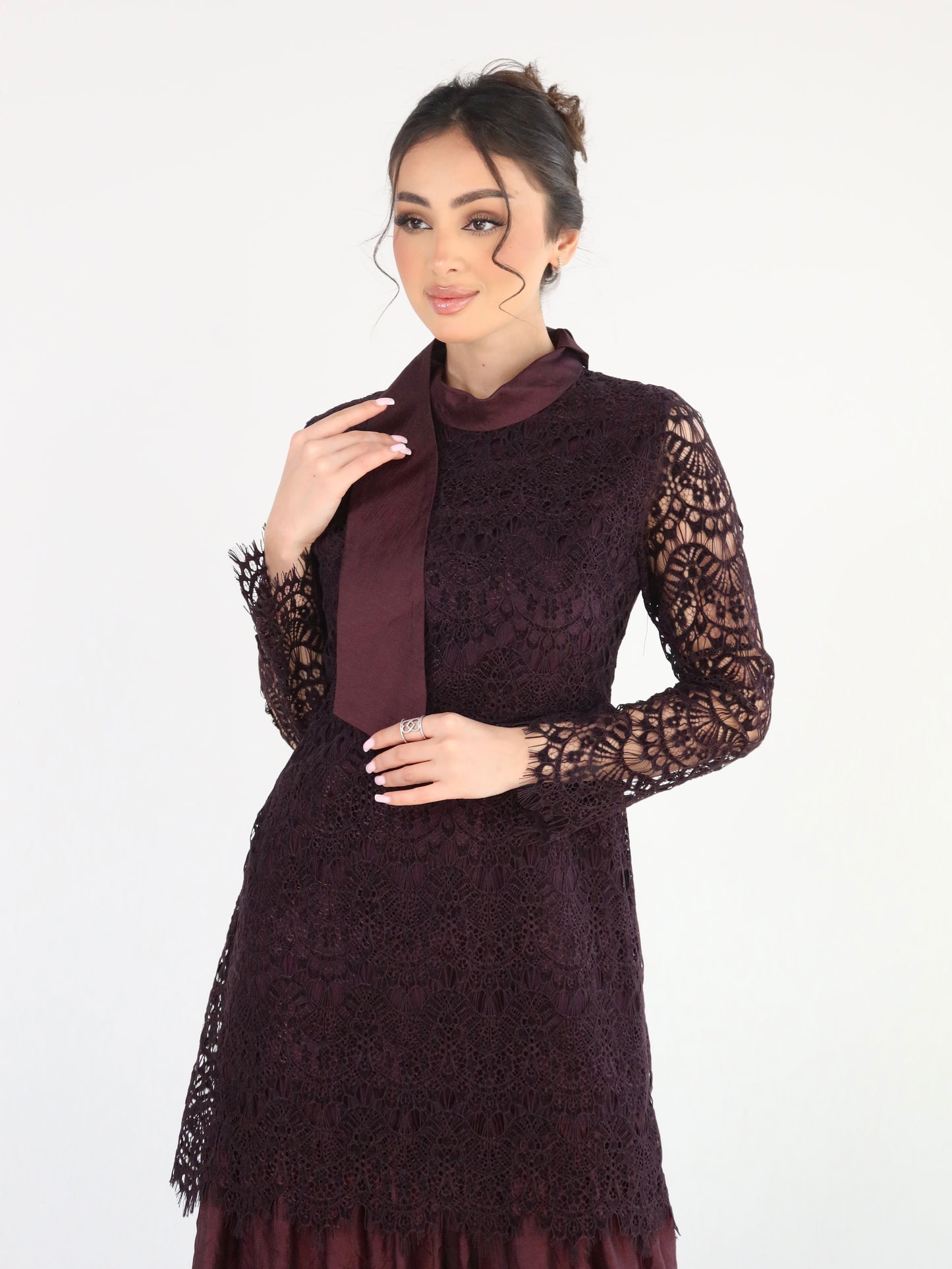 Burgundy lace dress