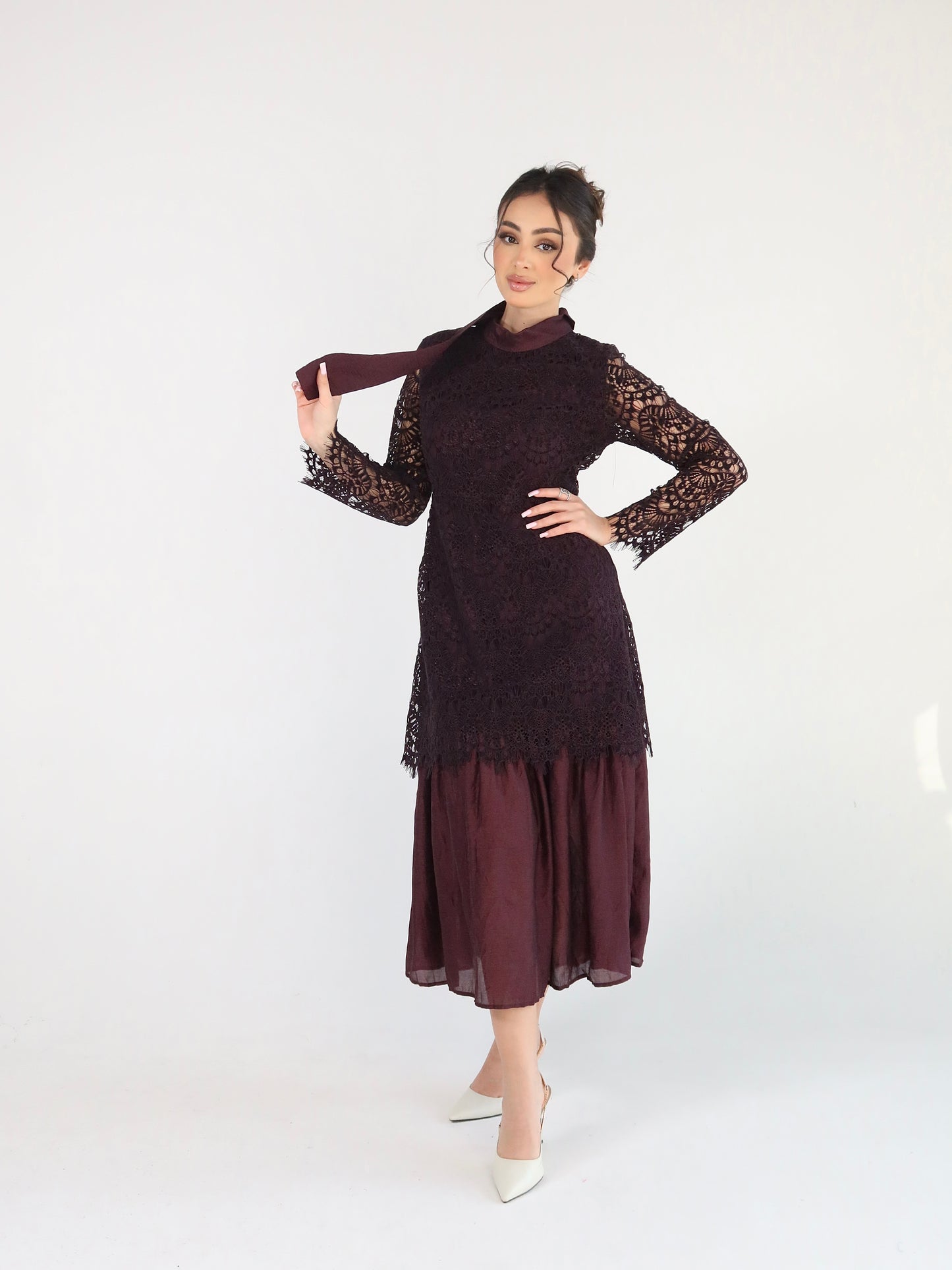 Burgundy lace dress
