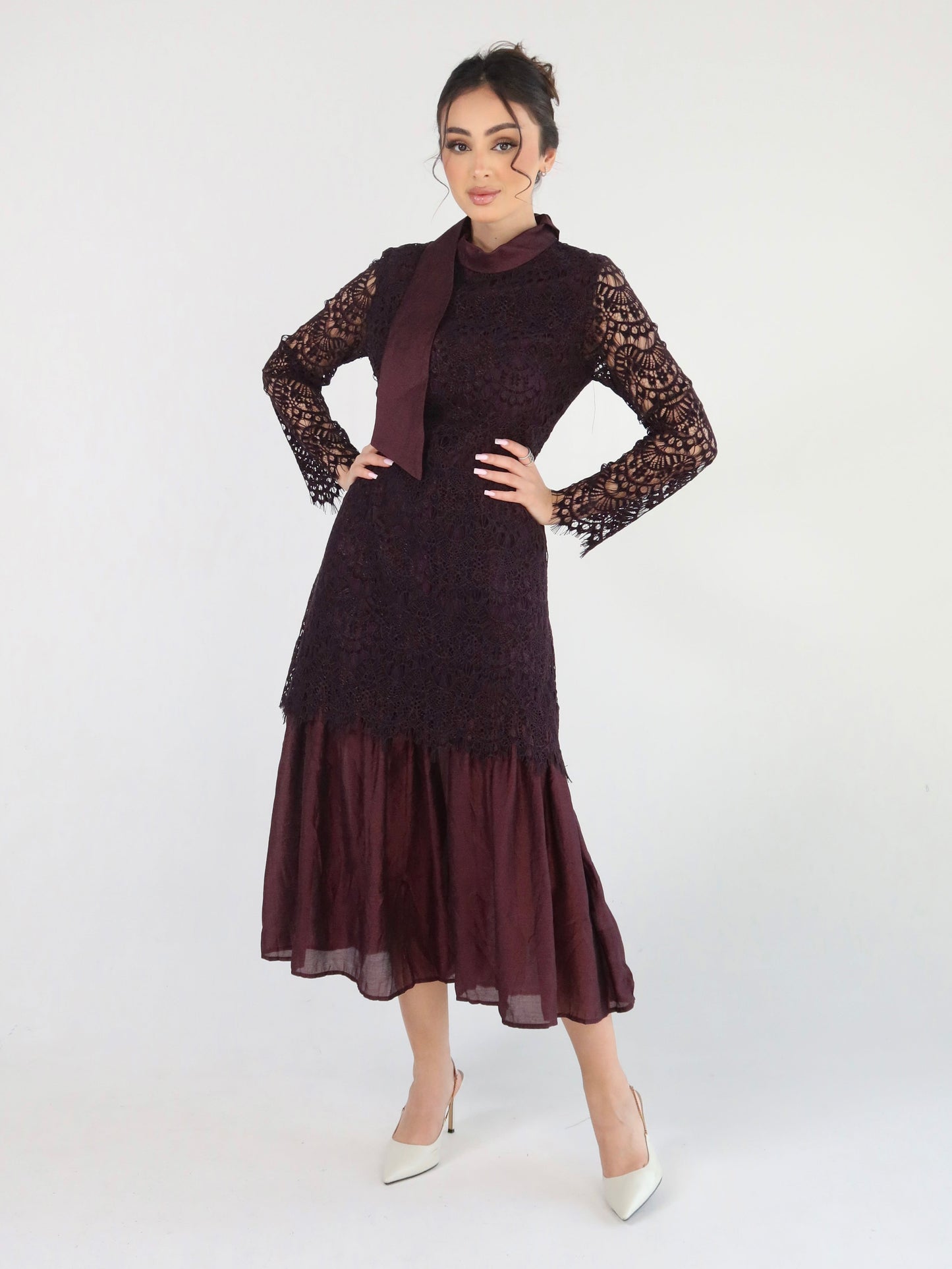 Burgundy lace dress