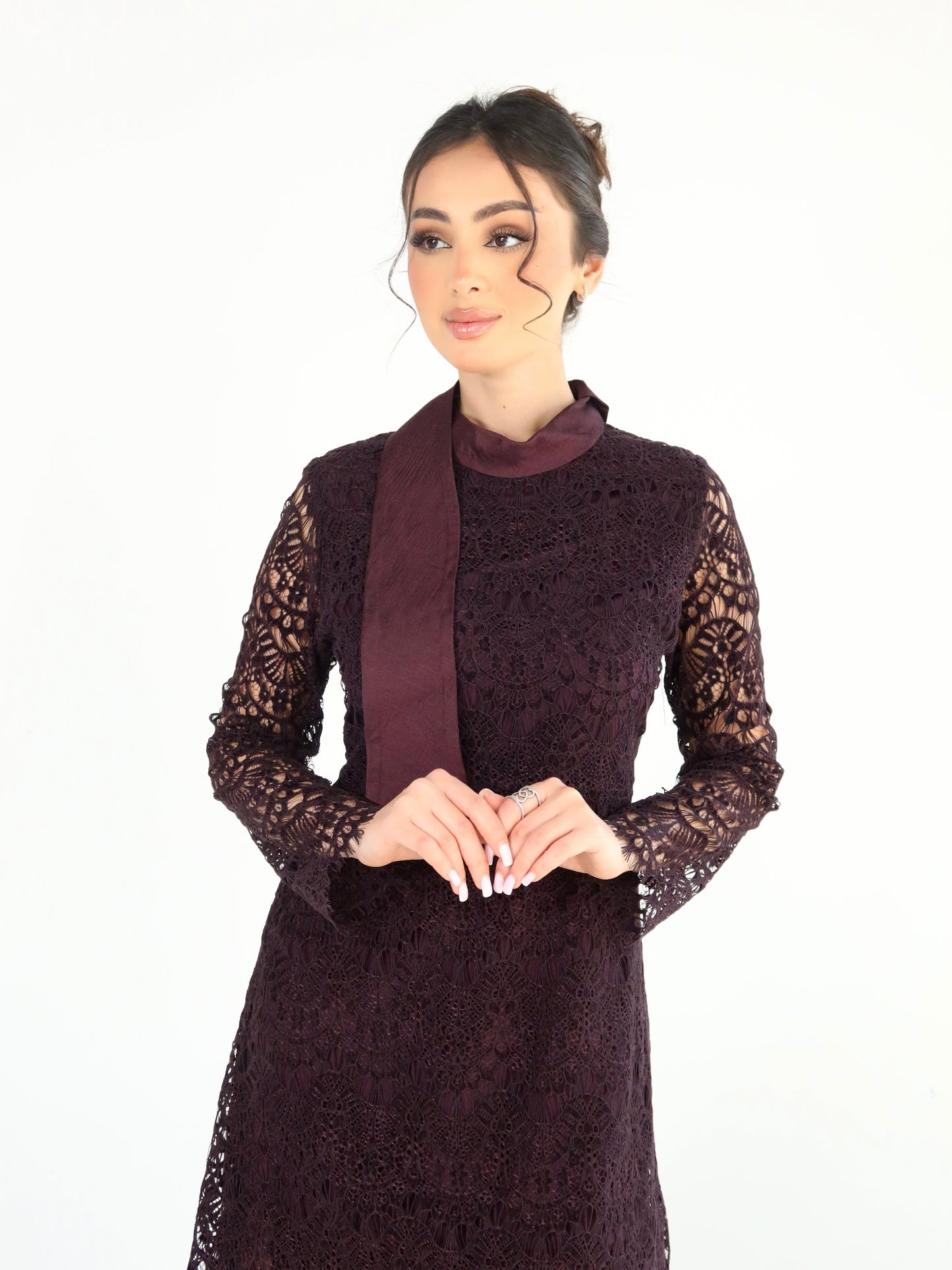 Burgundy lace dress