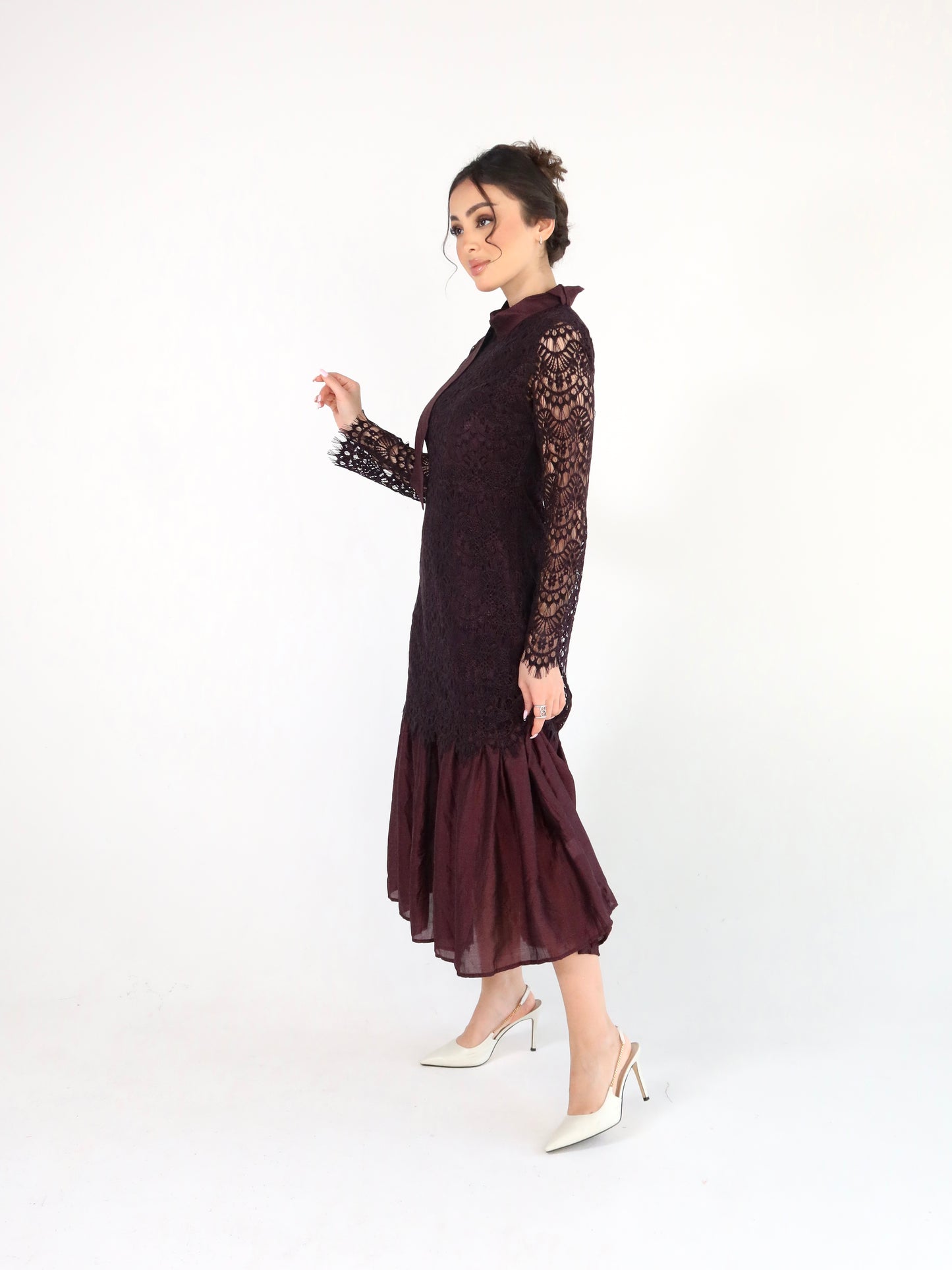 Burgundy lace dress