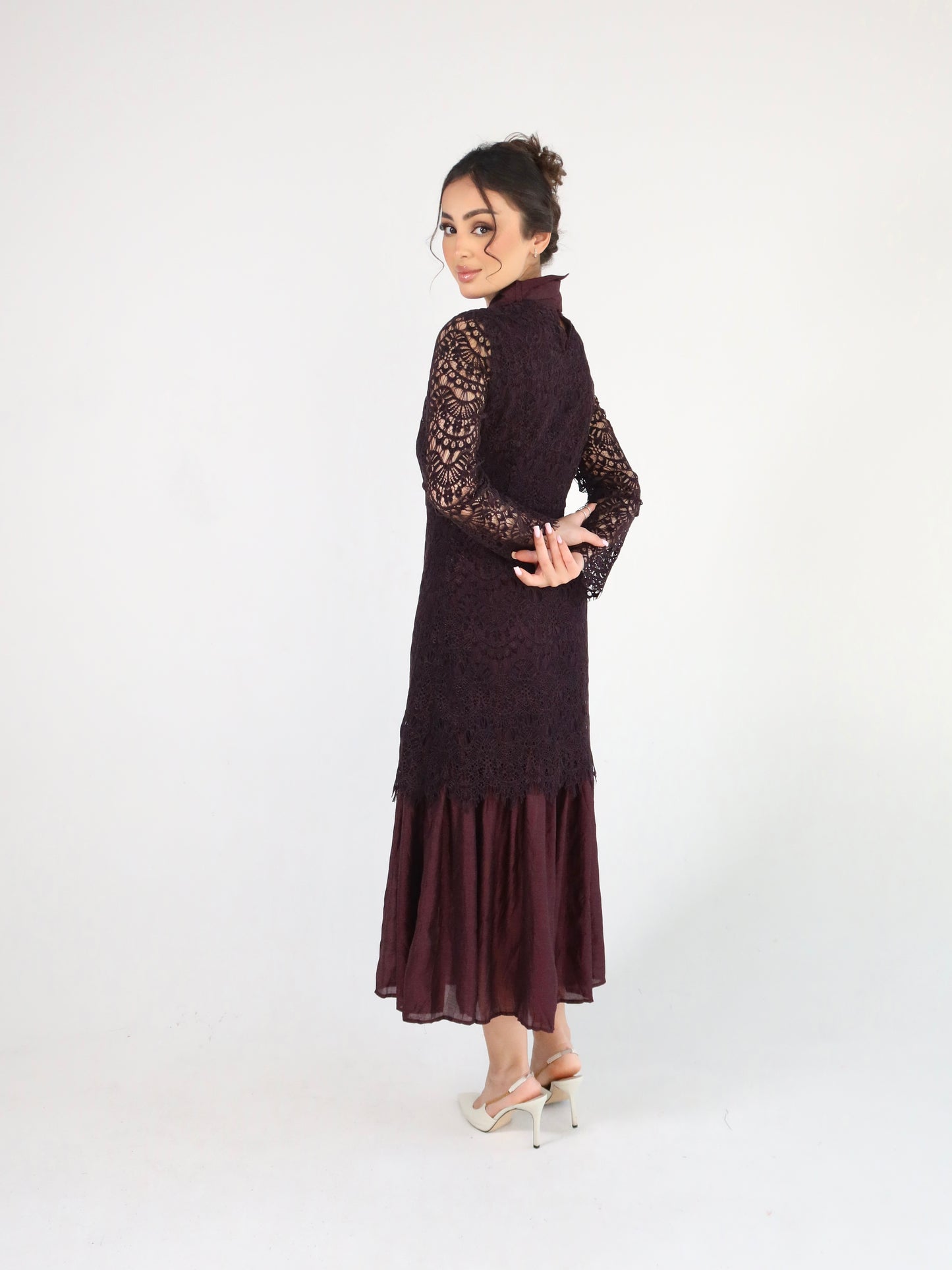 Burgundy lace dress