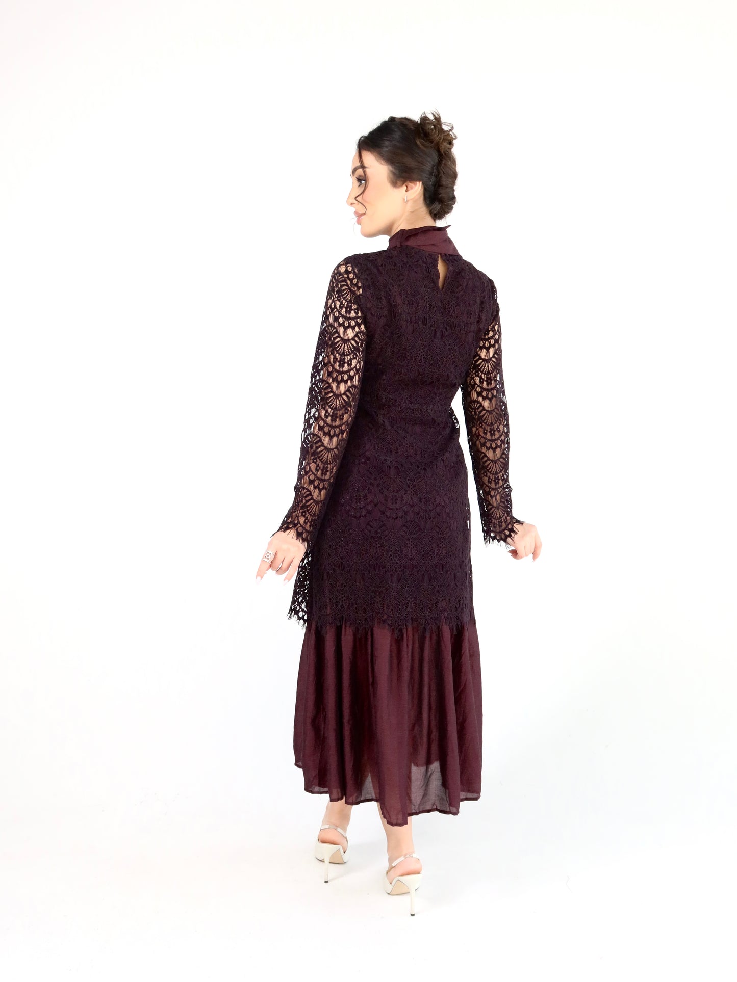 Burgundy lace dress