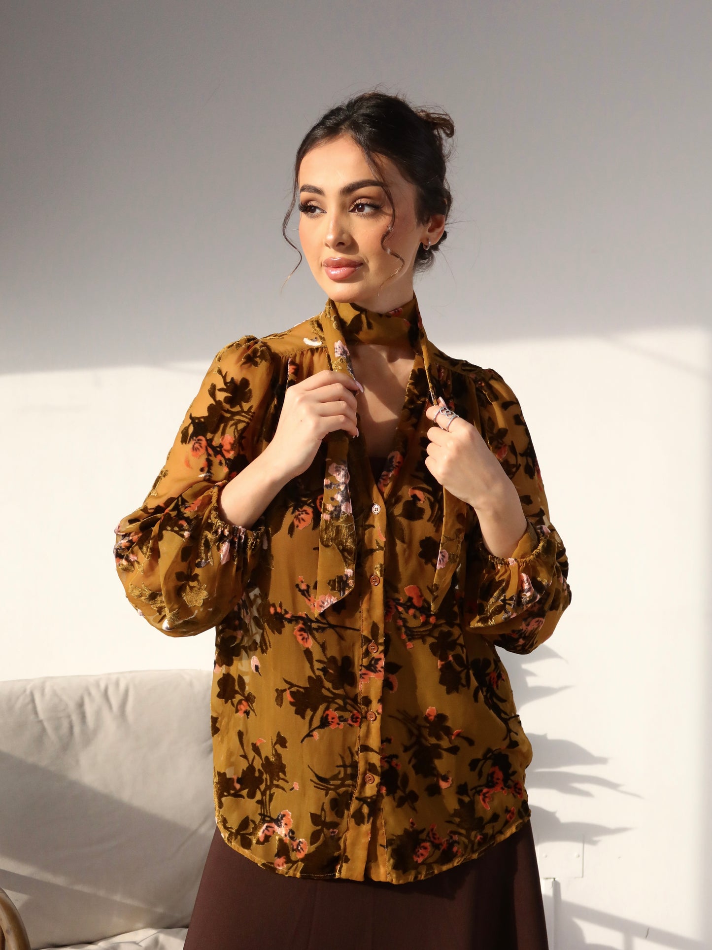 Velvet printed shirt